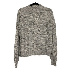 Gap White & Black Long Sleeve Mock Neck Knit Pullover Sweater Size Large